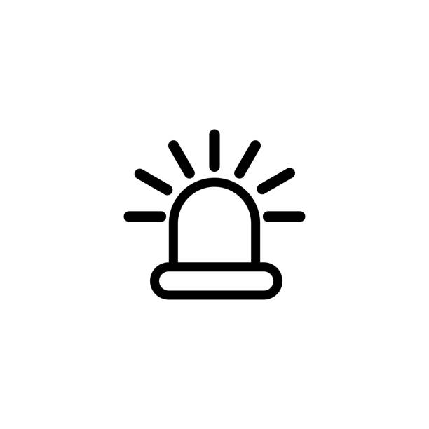 ilustraciones, imágenes clip art, dibujos animados e iconos de stock de icono de línea de luz de sirena en vector de estilo plano para aplicaciones, interfaz de usuario, sitios web. ilustración vectorial de icono negro - police lights