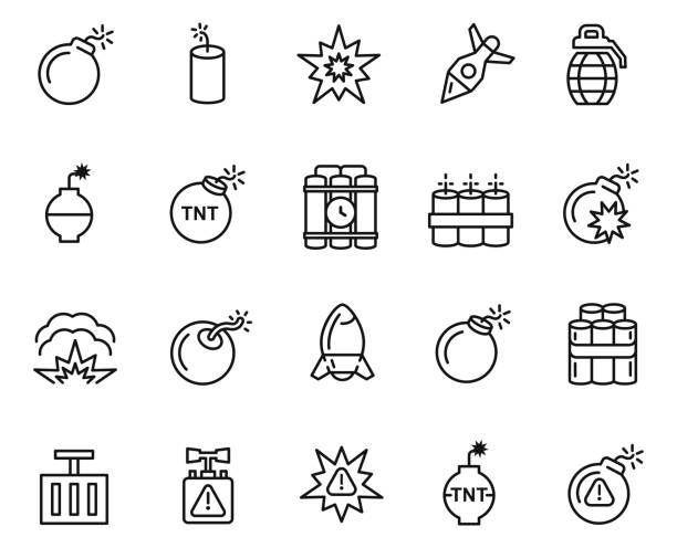 ilustrações de stock, clip art, desenhos animados e ícones de explode icon set - explosive