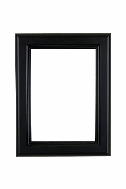 Picture Frame in Black, Classic Modern Style, White Isolated Background Picture frame in black modern classic style with raised edges, faint delineating highlights, white isolated background. black border stock pictures, royalty-free photos & images