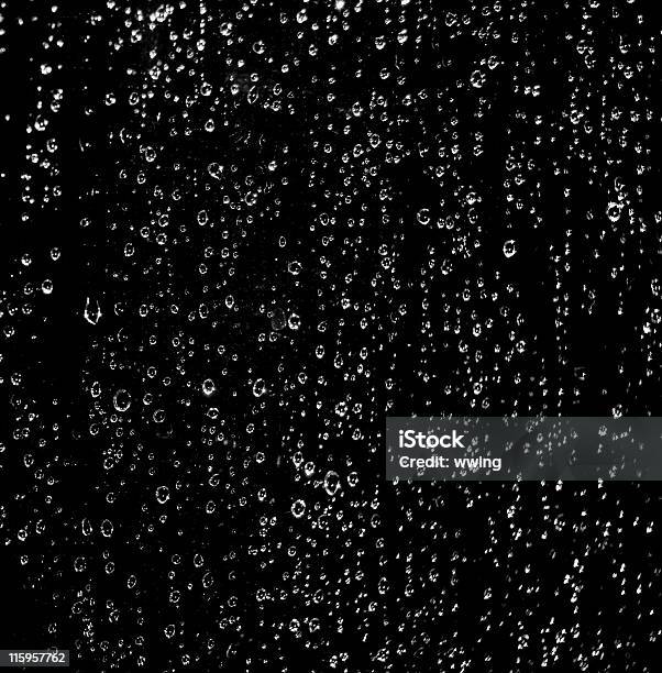 Black Drops On A Window With Copy Space Stock Photo - Download Image Now - Drop, Water, Black Background