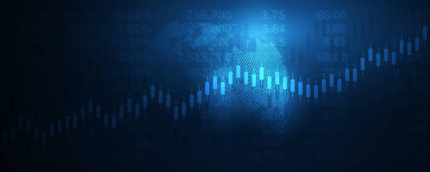 istock Stock market graph or forex trading chart for business and financial concepts, reports and investment on dark background . Vector illustration 1159577964