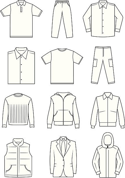 남성용 의류-벡터 일러스트레이션 - pants suit pocket men stock illustrations