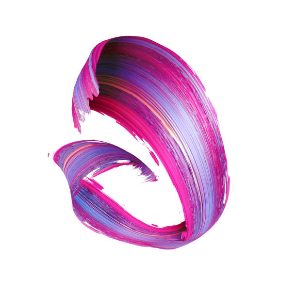3d render, abstract brush stroke, paint splash, splatter, colorful curl, artistic spiral, vivid ribbon - spiral circle paint splashing imagens e fotografias de stock
