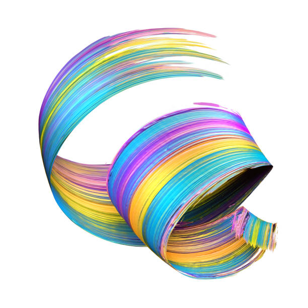 istock 3d render, abstract brush stroke, paint splash, splatter, colorful curl, artistic spiral, vivid ribbon 1159581780