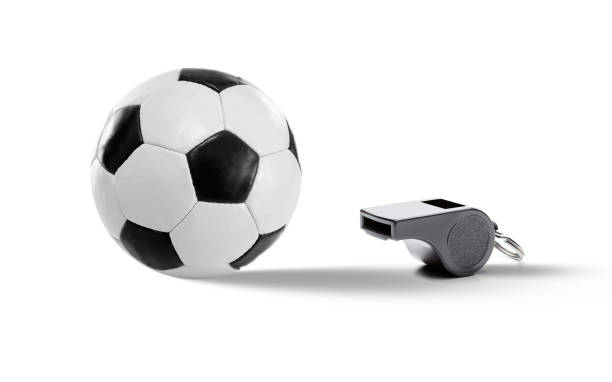istock Black White football in leather and whistle 1159582892