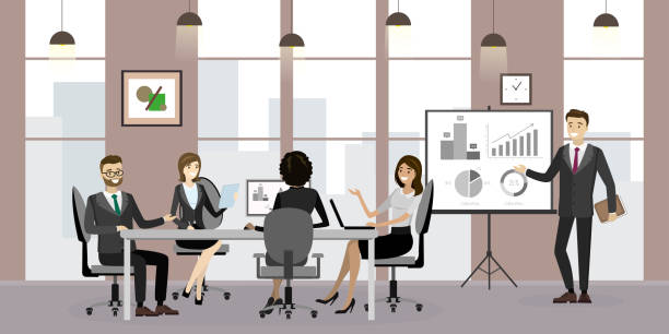 Modern Office Interiorbusiness Meeting Or Presentation Stock Illustration -  Download Image Now - iStock