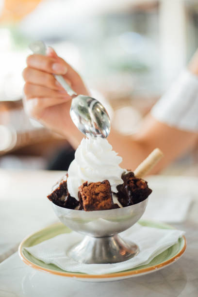 istock Brownie cake with ice cream 1159585699