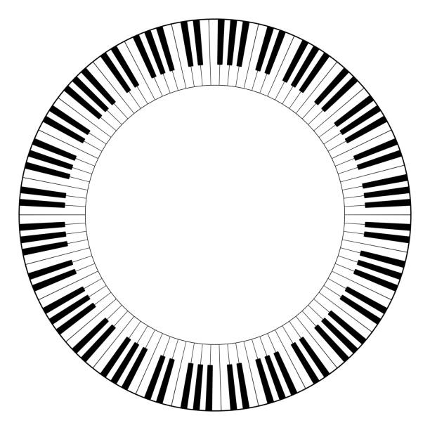 音楽キーボードサークルフレーム - ピアノの鍵盤点のイラスト素材／クリップアート素材／マンガ素材／アイコン素材