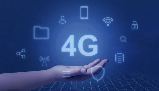 istock Hand represents 4G. Mobile network concept. Surrounded by icons representing mobile phone services. 1159588925