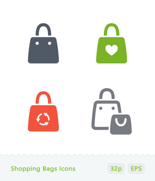 einkaufstaschen - sticker icons - spree stock-grafiken, -clipart, -cartoons und -symbole