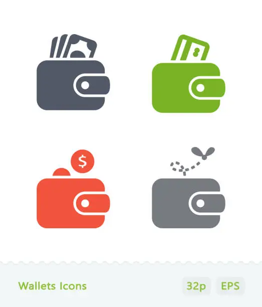 Vector illustration of Wallets - Sticker Icons