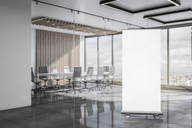 istock Modern meeting room with billboard 1159600280