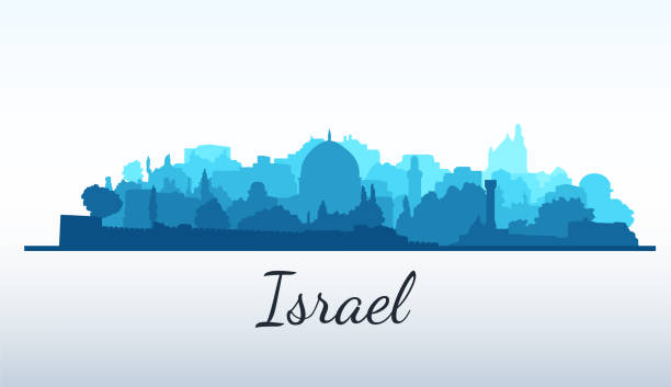Vector city silhouette. Jerusalem, Israel Vector city silhouette. Jerusalem, Israel mockup template israel skyline stock illustrations