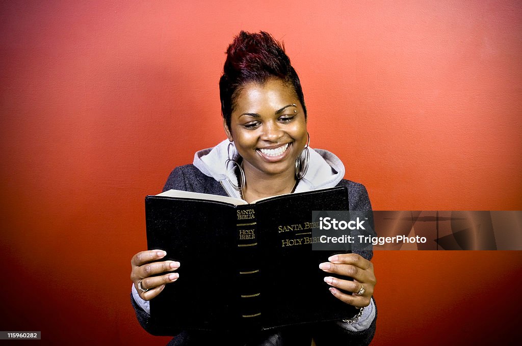 african american portraits Black beauty reading the Bible.  Adolescence Stock Photo