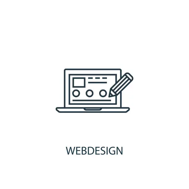 Vector illustration of Webdesign concept line icon. Simple element illustration. Webdesign concept outline symbol design from SEO set. Can be used for web and mobile UI/UX