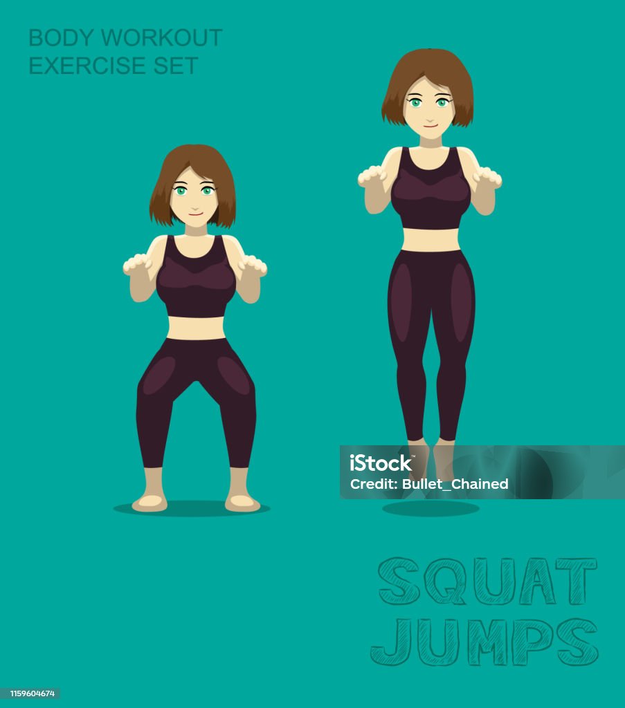 Squat Jumps Body Workout Tập Thể Dục Bộ Manga Cartoon Vector Hình ...