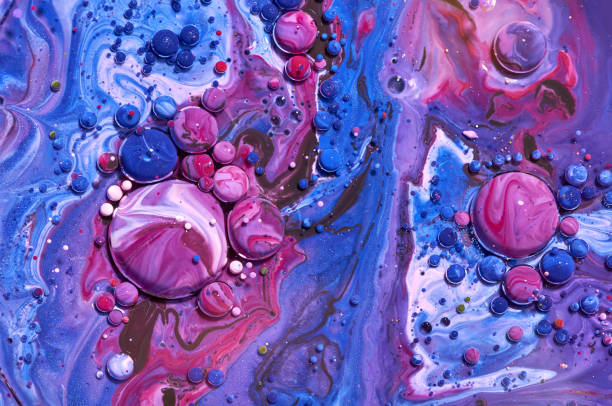 istock Colourful acrylic bubbles.Abstract ink design template mixed texture background. Liquid color backdrop. Wallpaper pattern. Oil poster . Design template. Fluid art 1159607449