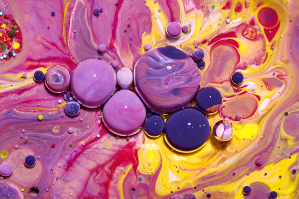 istock Colourful acrylic bubbles.Abstract ink design template mixed texture background. Liquid color backdrop. Wallpaper pattern. Oil poster . Design template. Fluid art 1159607500