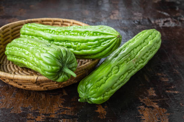 istock Fresh bitter gourd in a basket 1159609493