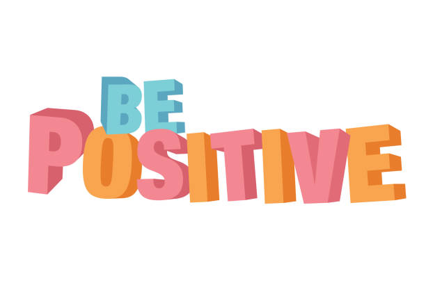 istock Vector isolated illustration of a typography 3D phase be positive with stylish colours. Motivational slogan for empowered or self-help people. 1159610302