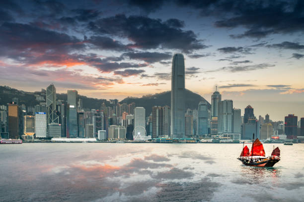 istock Junk boat in Hong kong victoria harbor 1159610816