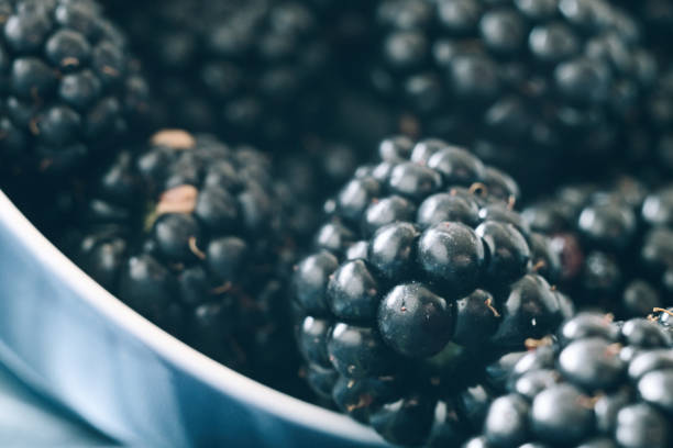 istock Ripe blackberry in blue pot 1159615438
