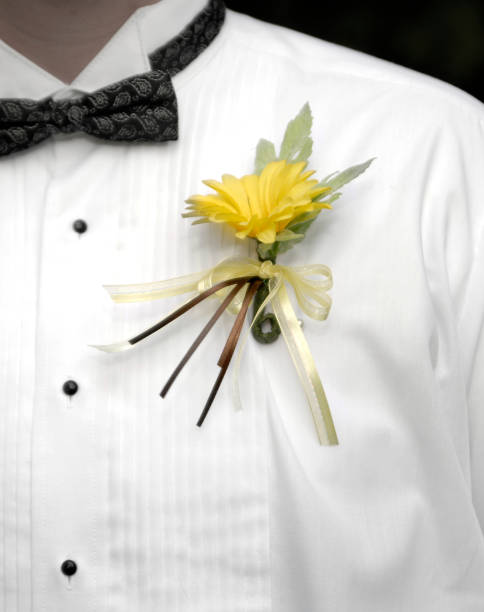istock Man wearing formal suit tie and flower for dance or wedding 1159617047