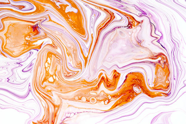 istock Purple and orange vibrant abstract marbled texture. Luxurious granite, natural stone wave pattern. 1159617235