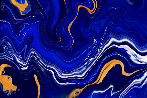 istock Hand painted background with mixed liquid blue and golden paints. Abstract fluid acrylic painting. Modern art. Marbled blue abstract background. Liquid marble pattern 1159617302