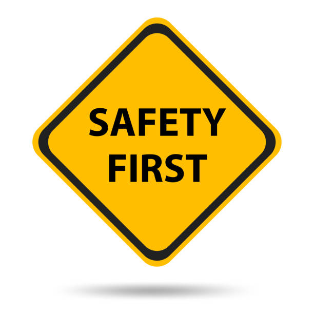 Safety symbols and signs first Safety symbols and signs first safe security equipment stock illustrations