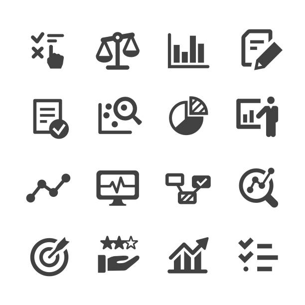 ilustrações, clipart, desenhos animados e ícones de ícones da avaliação-série do acme - computer icon symbol quality control elegance