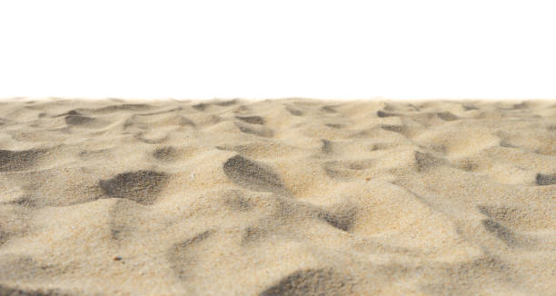 żółta plaża piasek di-cut białe tło. - sand ripple water summer zdjęcia i obrazy z banku zdjęć