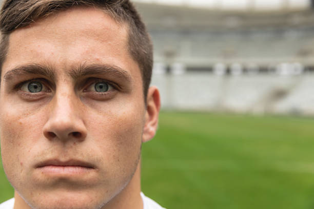 istock Caucasian Rugby player looking at camera in the stadium 1159621779