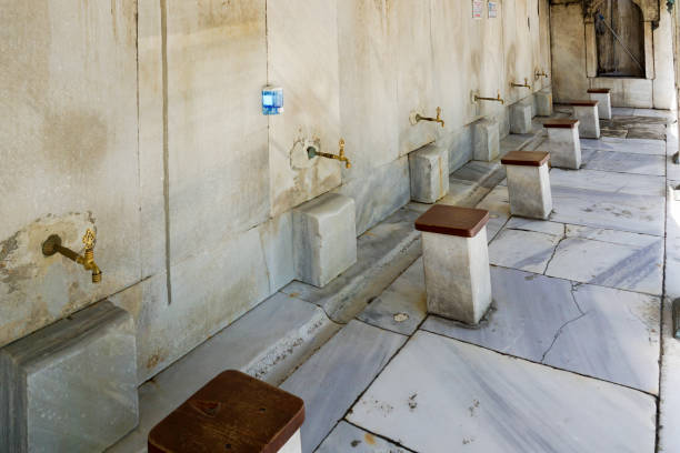 the Wudu or ablution area at the Blue Mosque in Istanbul for washing feet before entering the mosque