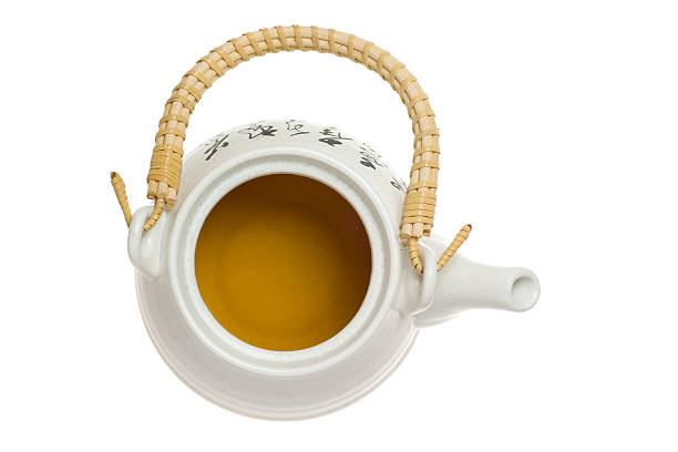 teiera cinese vista dall'alto - chinese tea teapot isolated tea foto e immagini stock
