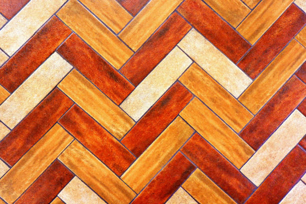 Vintage Modern Linoleum Flooring with orange, red, yellow