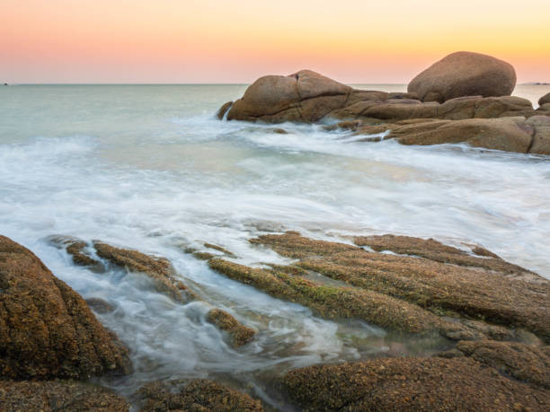 istock Seascape in sunset sky and sea at the beach. 1159624271