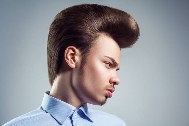 Side View Of Young Man With Retro Classic Pompadour Hairstyle Stock Photo - Download Image Now - iStock Side View Of Young Man With Retro Classic Pompadour Hairstyle Stock Photo - Download Image Now - iStock