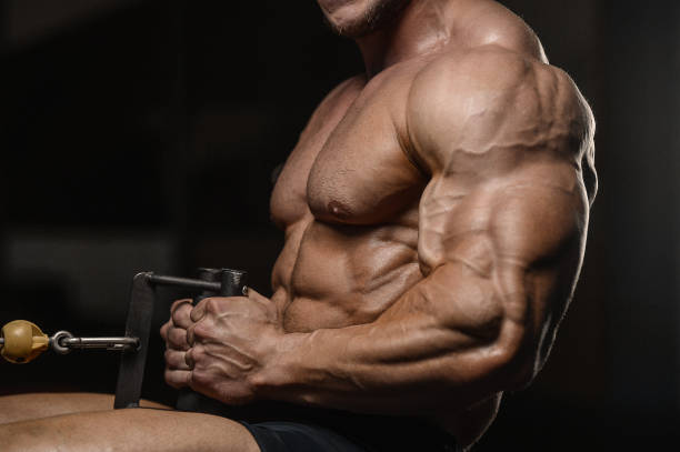 istock athletic men workout with ball fitness exercises 1159627909