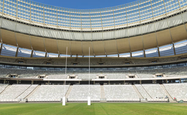 istock Rugby goal post on a sunny day in the stadium 1159627985