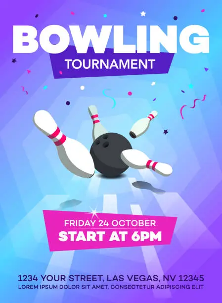 Vector illustration of Modern bowling tournament poster invitation template