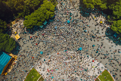 Urban crowd from above