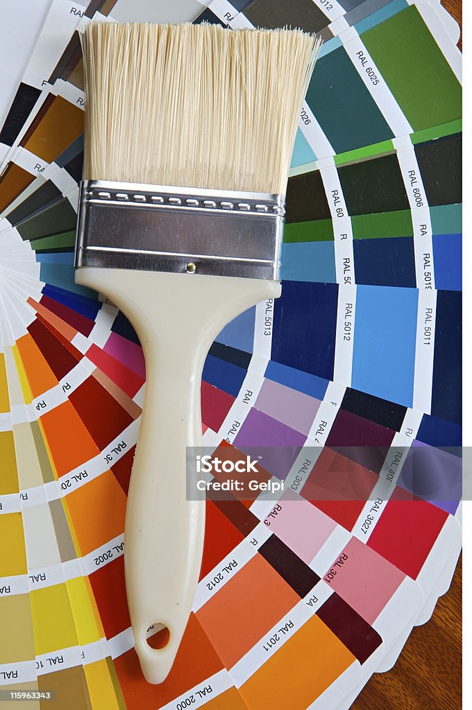 Paintbrush with card of colors photo of Paintbrush with card of colors Color Image Stock Photo
