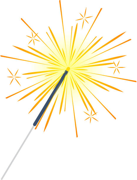 ilustraciones, imágenes clip art, dibujos animados e iconos de stock de luz de bengala, fuego, fuegos artificiales aislados - sparkler