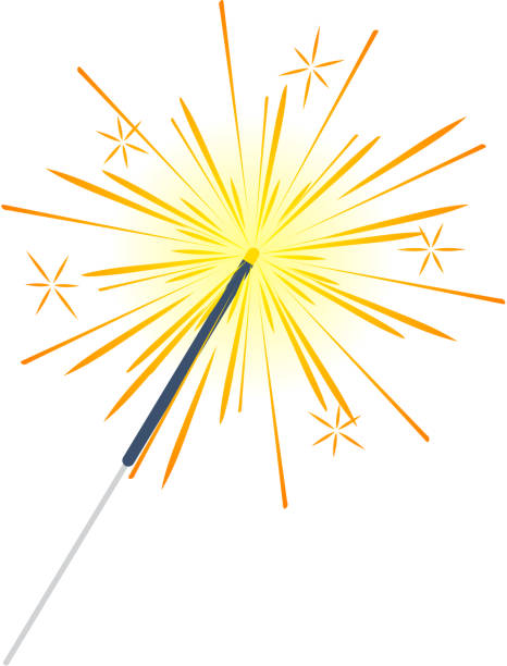 Bengal Light, Fire, Firework Sparkler Isolated Bengal or indian light sparkler, Bengal fire firework isolated on white. Salute element for celebration of holidays and parties, weddings and birthdays. Bright sparks used for entertainment purposes. fireworks and sparklers stock illustrations