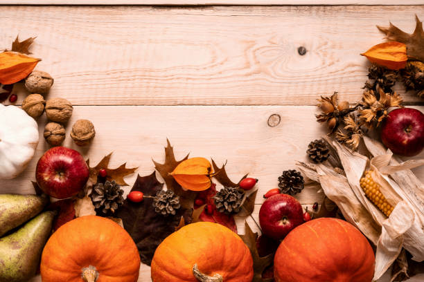 istock Autumn crops, pumpkins, corn, apples, pears and fruit 1159634286