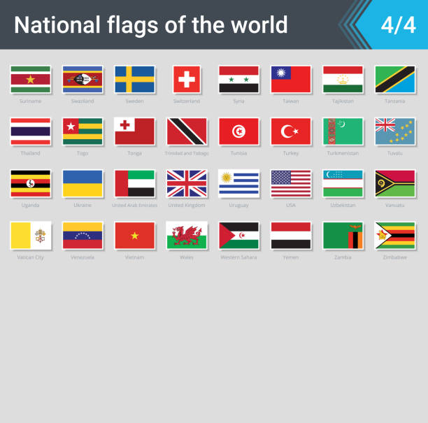 istock All national flags of the world stickers with names. Stickers flags. High quality vector flag isolated on gray background 1159634465