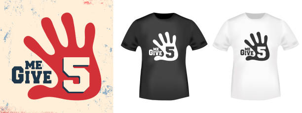 geben sie mir 5 t shirt druck stempel. vektor-illustration. - slapping stock-grafiken, -clipart, -cartoons und -symbole