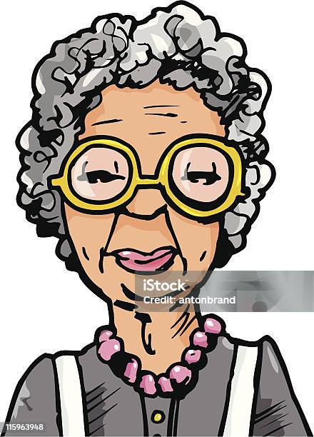말풍선이 있는 오래된 성녀 큰 글라스잔 70-79세에 대한 스톡 벡터 아트 및 기타 이미지 - 70-79세, 골동품, 귀여운