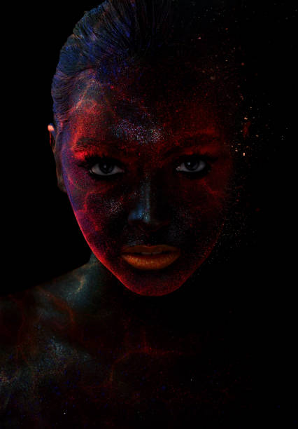 istock Woman with face glowing with energy 1159640414